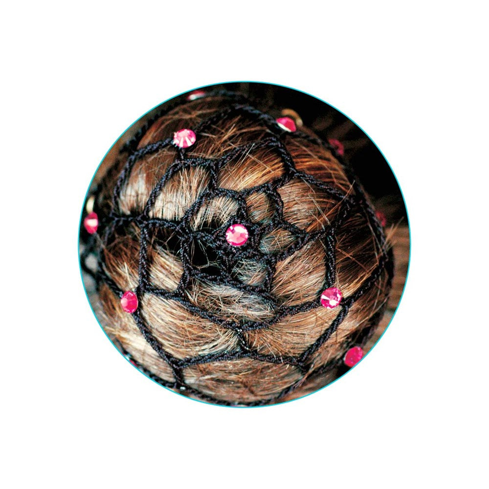 Hair net for chignon with diamantes Black