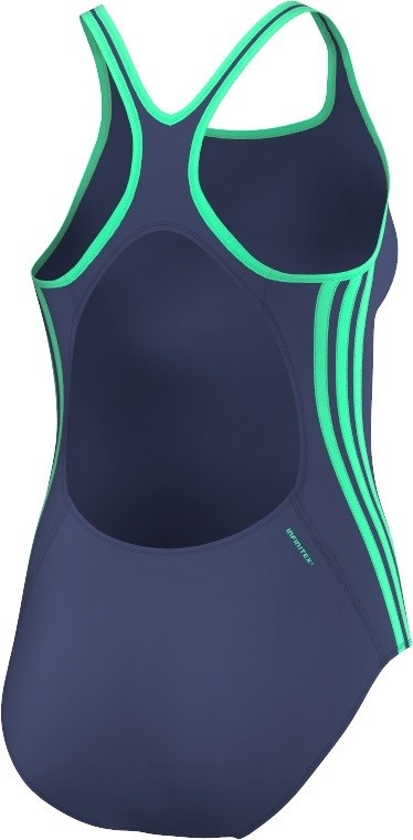 adidas 3 Stripe Classic One Piece Swimsuit (Purple/Green)