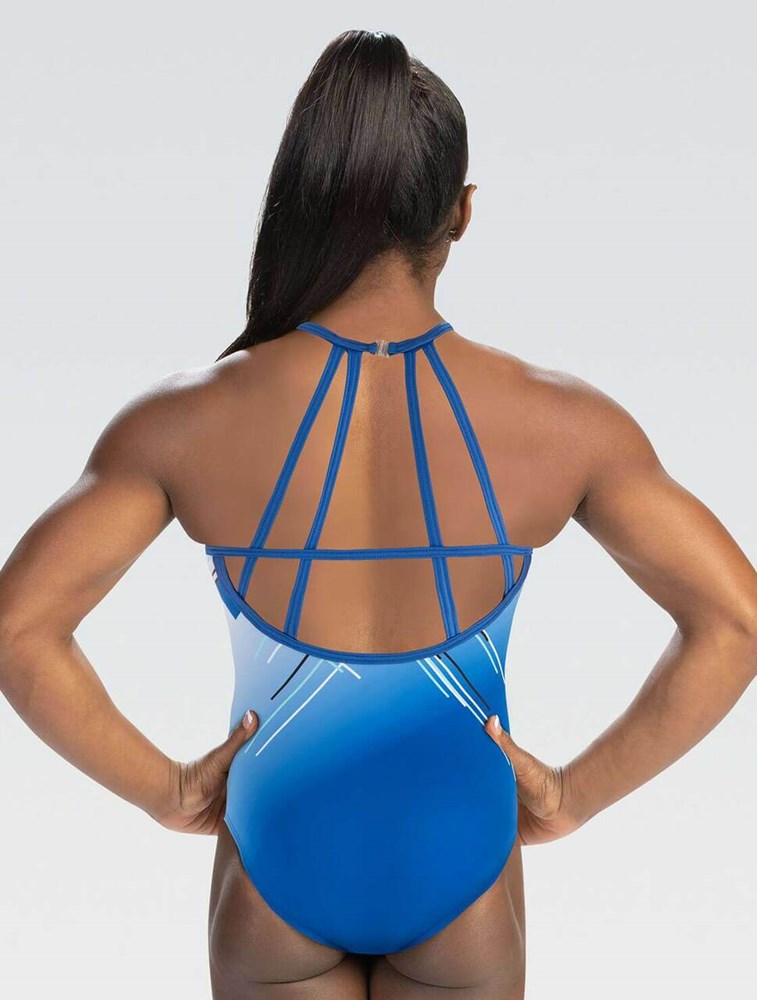 Simone Biles Beaming Blue Workout Leotard