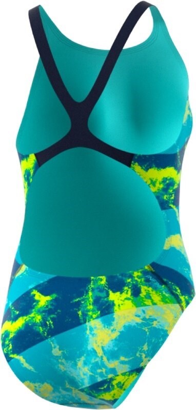 Women's Performance Swim Allover Print SS Yellow/ Ice Yellow/ Icey Blue