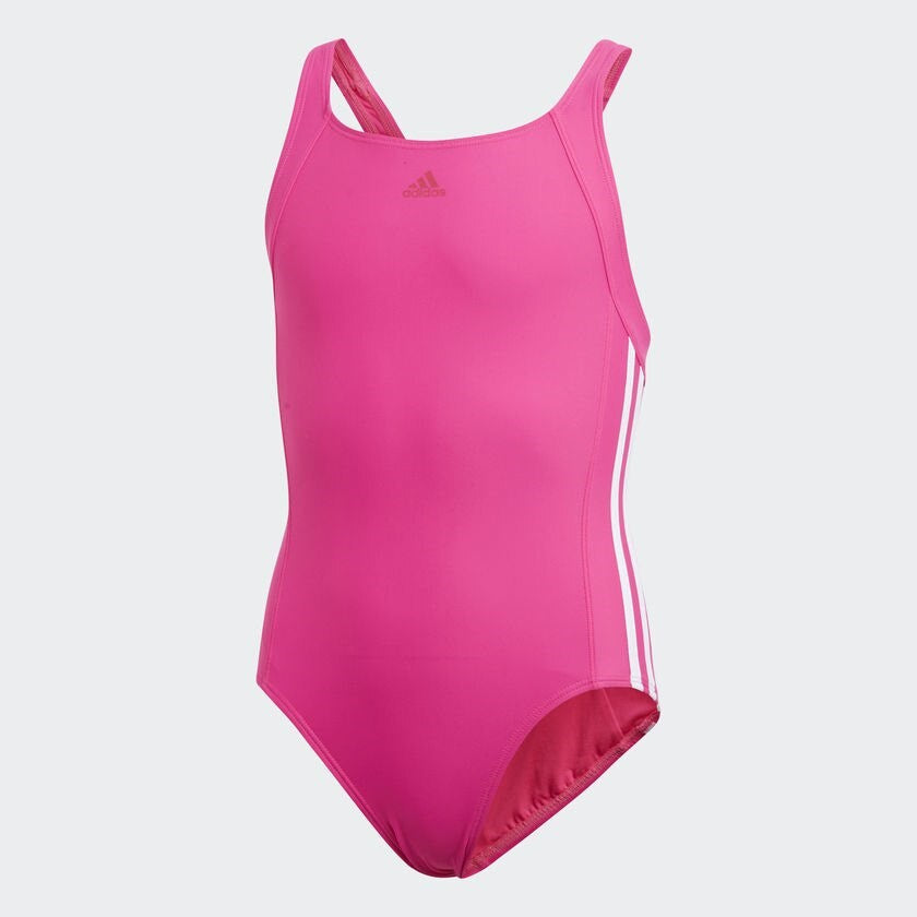 adidas Essence Core Stripes Swimsuit (Shock Pink/White)