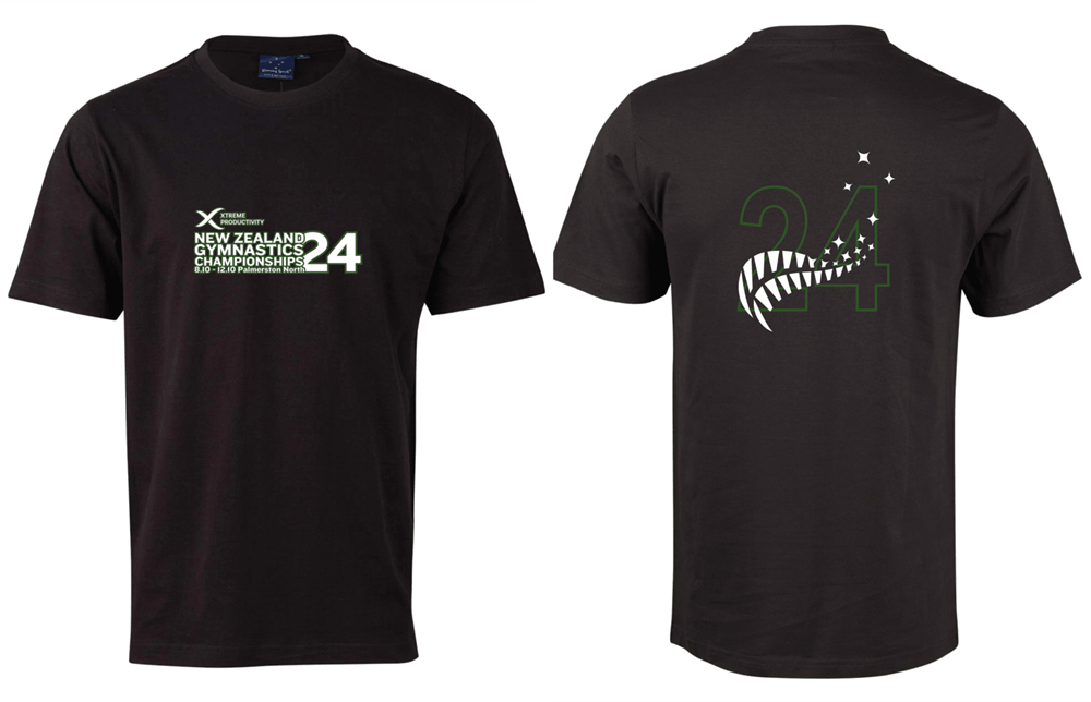 2024 XP New Zealand Gymnastics Championship Shirt Black