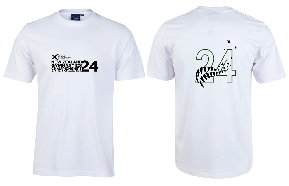 2024 XP New Zealand Gymnastics Championship  Shirt White