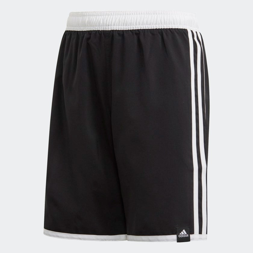 Boys 3 Stripes Swim Shorts Black Pro Sportswear