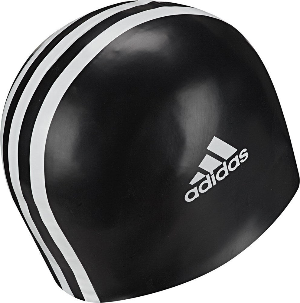 Silicone 3-Stripes Swim Cap Black