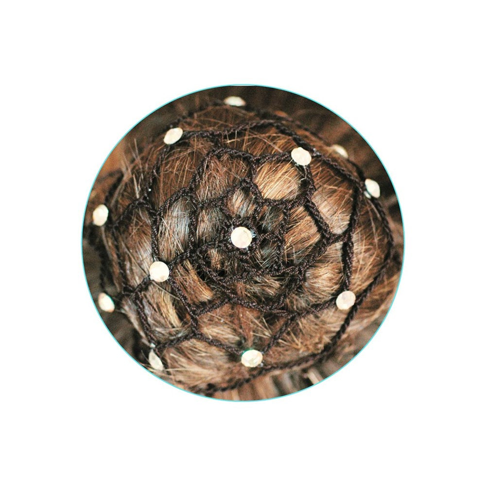 Hair net for chignon with diamantes Black