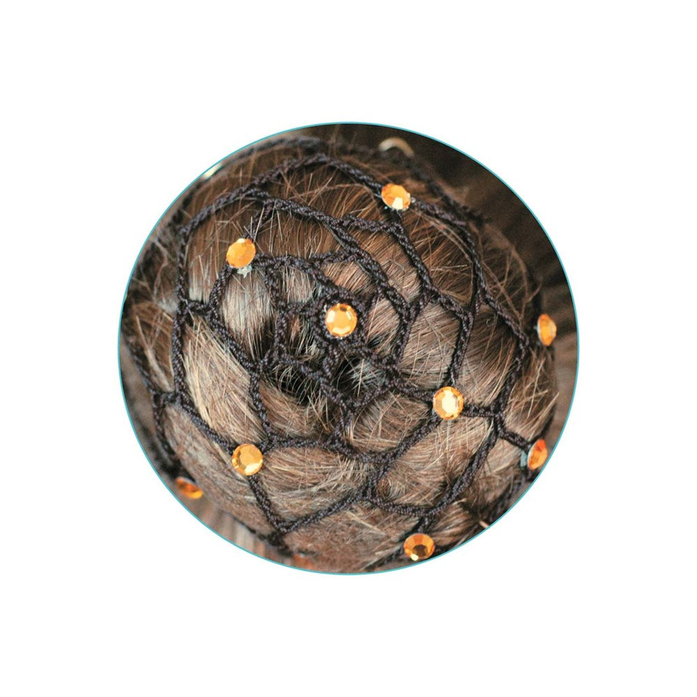 Hair net for chignon with diamantes Black