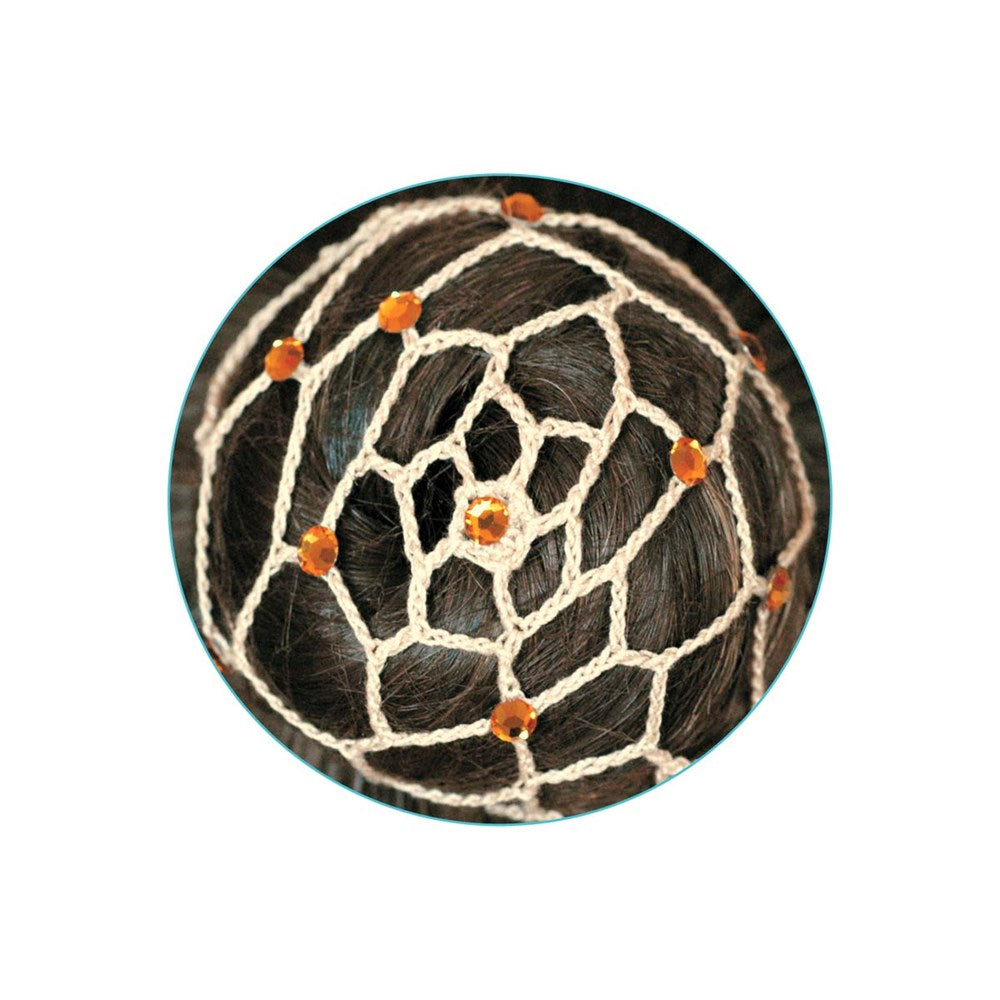 Hair net for chignon with Diamantes Beige