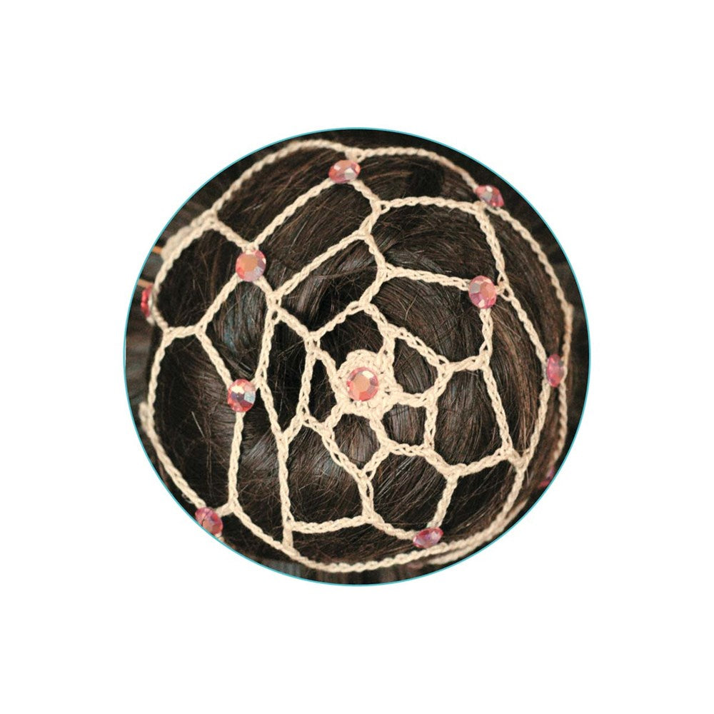 Hair net for chignon with Diamantes Beige