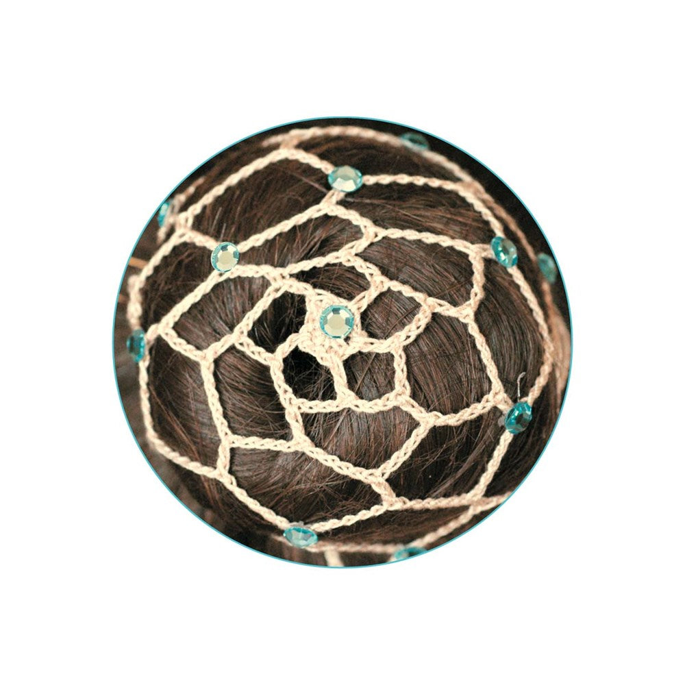 Hair net for chignon with Diamantes Beige