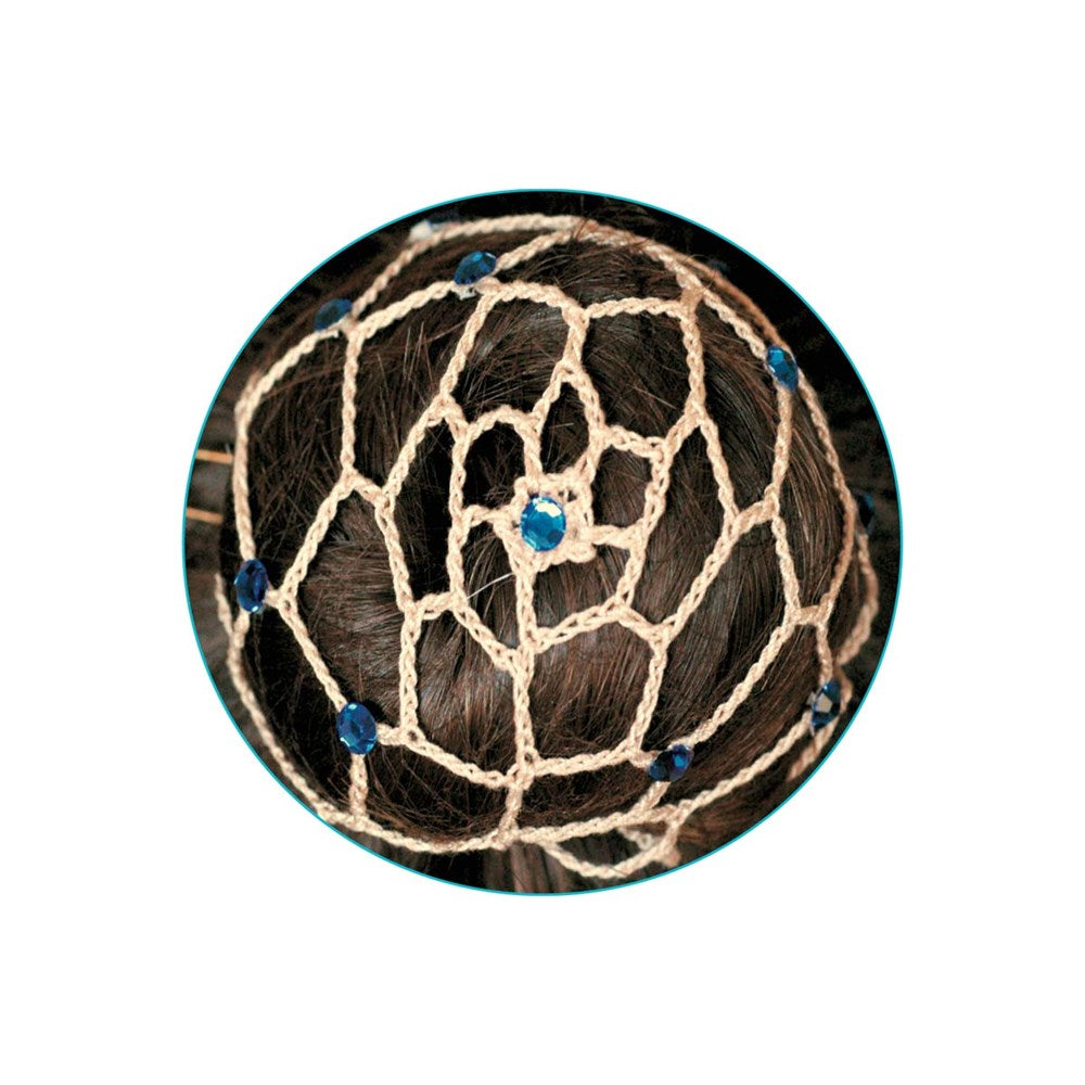 Hair net for chignon with Diamantes Beige