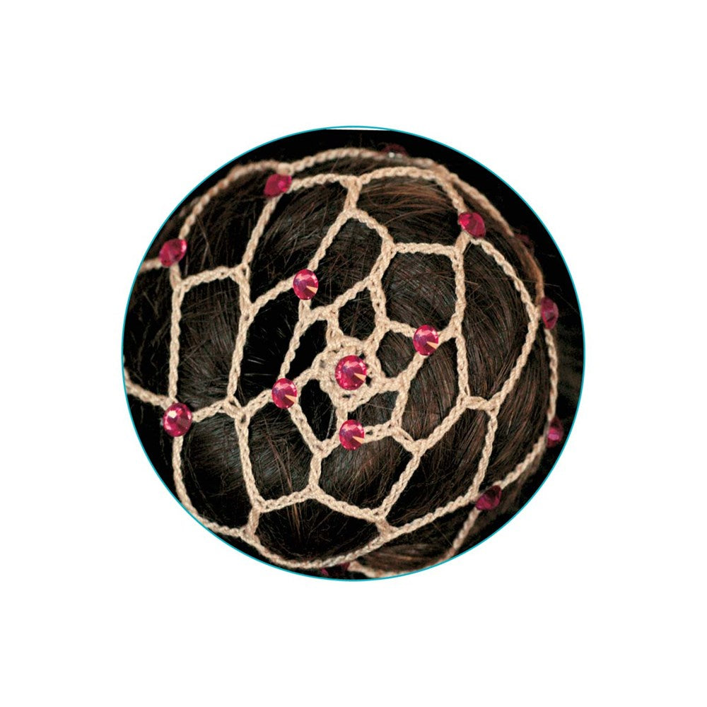 Hair net for chignon with Diamantes Beige