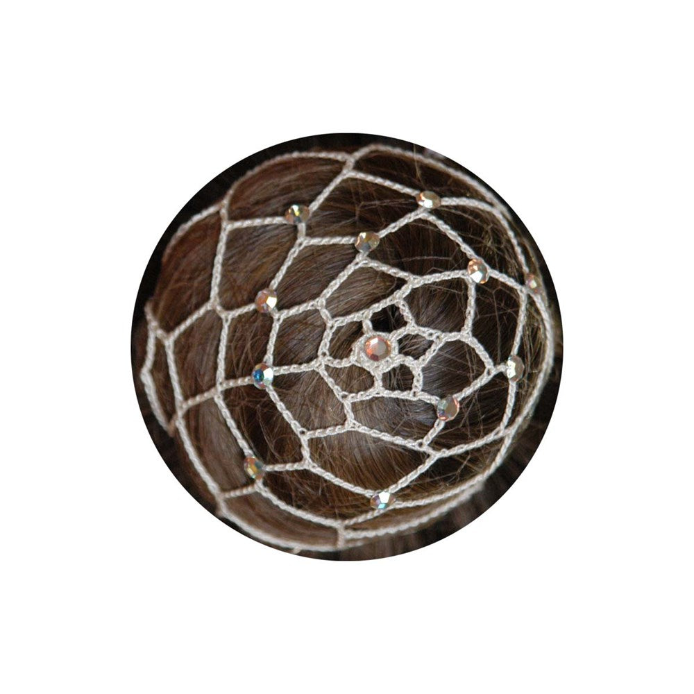 Hair net for chignon with Diamantes Beige