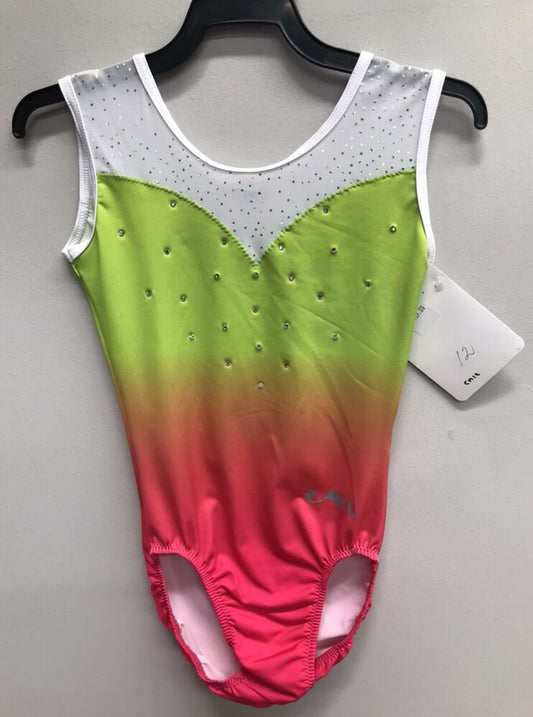 CM12 White/ Lime/ Pink Leotard