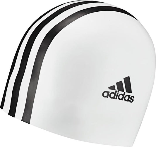 Silicone 3-Stripes Swim Cap White