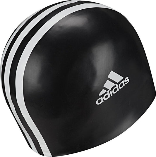 Silicone 3-Stripes Swim Cap Black