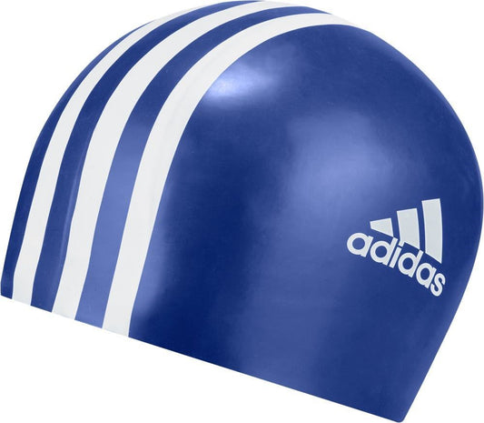 Silicone 3-Stripes Swim Cap Blue