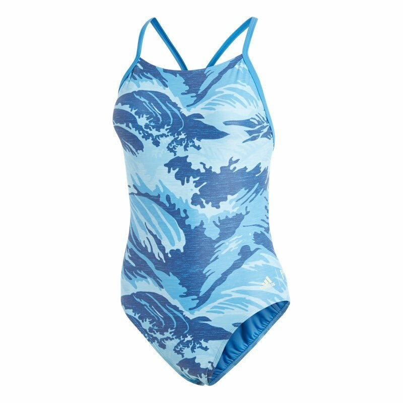 adidas Allover Print Sportswear Swimsuit - Blue, Women's Swim