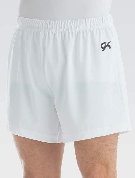 Men's Nylon/Spandex Long Gymnastics Shorts White