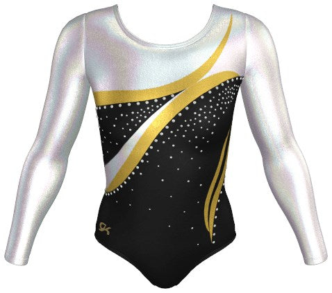 Silver/ Gold/ Black Long Sleeve Leotard