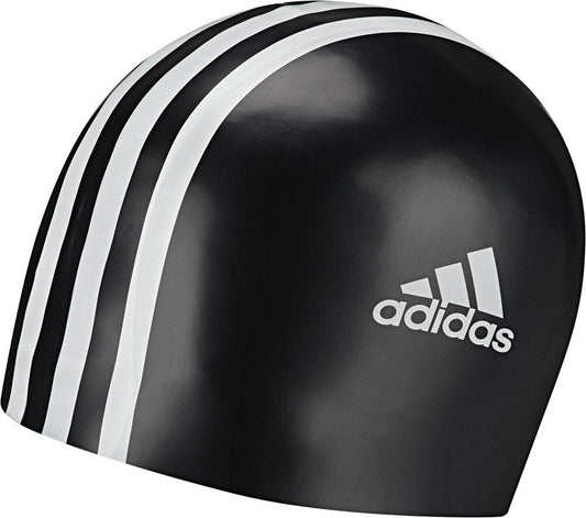 Silicone 3-Stripes Swim Cap Black