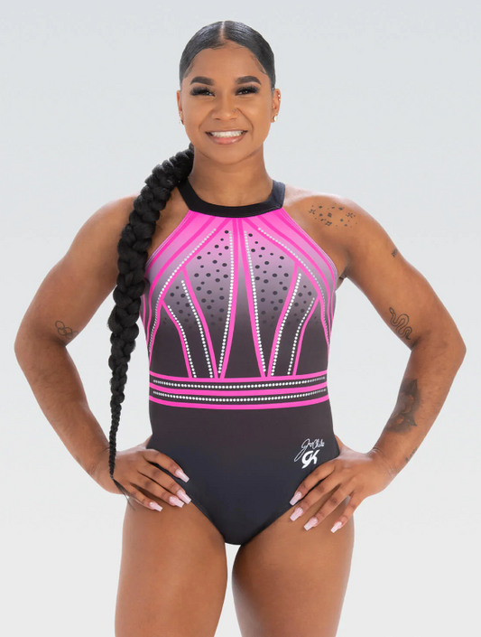 Jordan Chiles Championship Replica Black And Pink Leotard